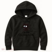 It's Fine I'm Fine Everything Is Fine Funny Cat Kids Hoodie thumb 0