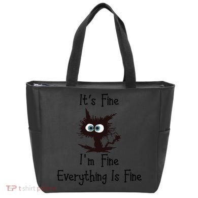 It's Fine I'm Fine Everything Is Fine Funny Cat Tote Bag