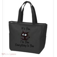 It's Fine I'm Fine Everything Is Fine Funny Cat Tote Bag thumb 3