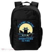 Its Fine Im Fine Everything Is Fine Funny Black Cat Shark Backpack thumb 0