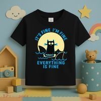 Its Fine Im Fine Everything Is Fine Funny Black Cat Shark Toddler T-Shirt thumb 3