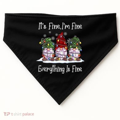 Its Fine I'm Fine Everything Is Fine Gnome Christmas Lights Long Sleeve USA-Made Doggie Bandana