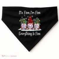 Its Fine I'm Fine Everything Is Fine Gnome Christmas Lights Long Sleeve USA-Made Doggie Bandana thumb 0