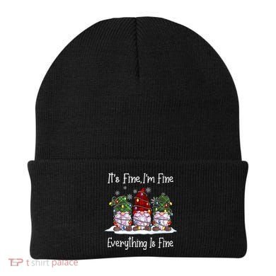 Its Fine I'm Fine Everything Is Fine Gnome Christmas Lights Long Sleeve Beanie