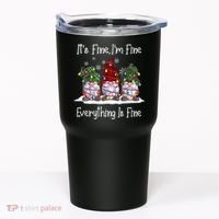 Its Fine I'm Fine Everything Is Fine Gnome Christmas Lights Long Sleeve Tumbler thumb 0