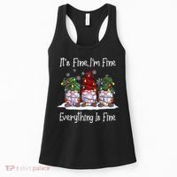 Its Fine I'm Fine Everything Is Fine Gnome Christmas Lights Long Sleeve Women's Tank Top thumb 0