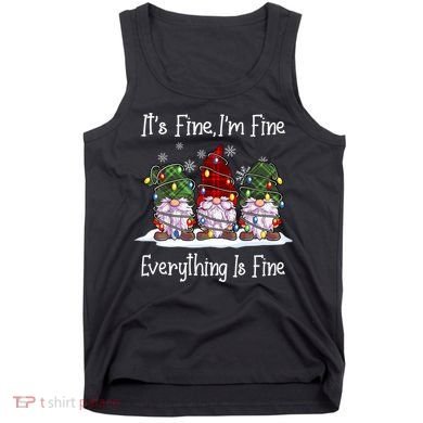 Its Fine I'm Fine Everything Is Fine Gnome Christmas Lights Long Sleeve Tank Top