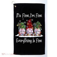 Its Fine I'm Fine Everything Is Fine Gnome Christmas Lights Long Sleeve Golf Towel thumb 0