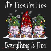 Its Fine I'm Fine Everything Is Fine Gnome Christmas Lights Long Sleeve Golf Towel thumb 3