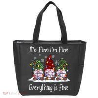 Its Fine I'm Fine Everything Is Fine Gnome Christmas Lights Long Sleeve Tote Bag thumb 0