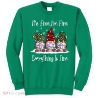 Its Fine I'm Fine Everything Is Fine Gnome Christmas Lights Long Sleeve Sweatshirt thumb 0