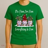 Its Fine I'm Fine Everything Is Fine Gnome Christmas Lights Long Sleeve T-Shirt thumb 3