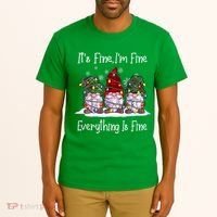 Its Fine I'm Fine Everything Is Fine Gnome Christmas Lights Long Sleeve Tall T-Shirt thumb 2