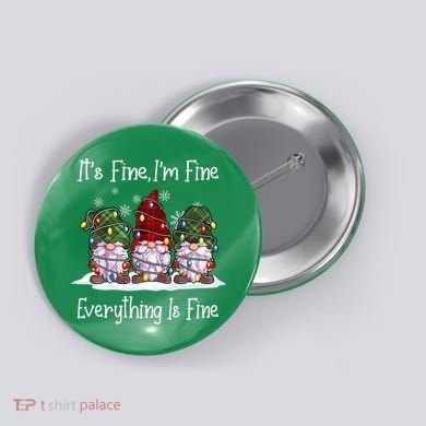 Its Fine I'm Fine Everything Is Fine Gnome Christmas Lights Long Sleeve Button