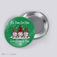Its Fine I'm Fine Everything Is Fine Gnome Christmas Lights Long Sleeve Button thumb 0