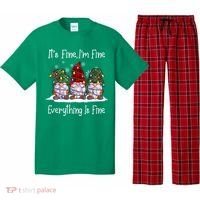 Its Fine I'm Fine Everything Is Fine Gnome Christmas Lights Long Sleeve Pajama Set thumb 0