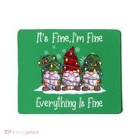 Its Fine I'm Fine Everything Is Fine Gnome Christmas Lights Long Sleeve Mousepad thumb 0