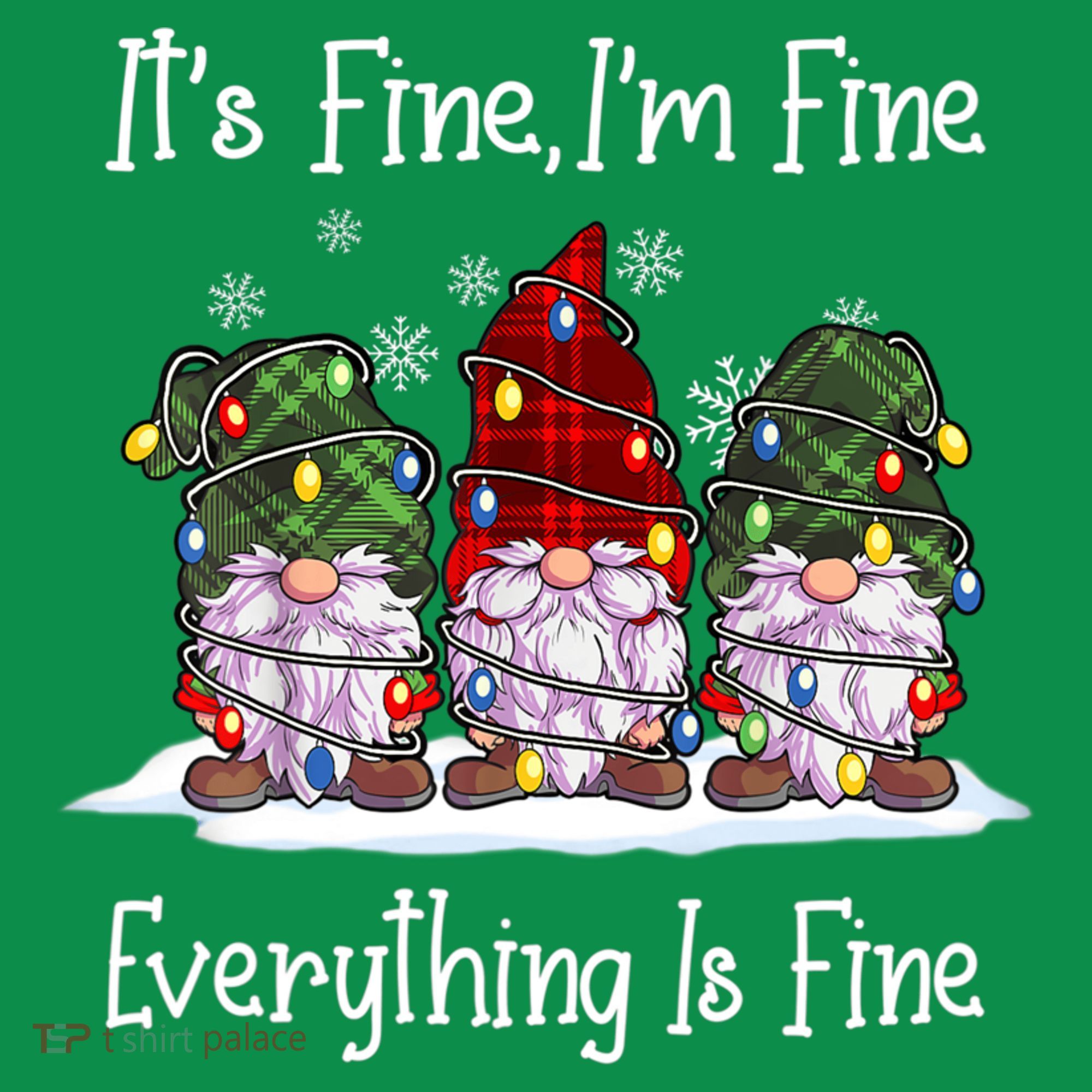 Its Fine I'm Fine Everything Is Fine Gnome Christmas Lights Long Sleeve Mousepad