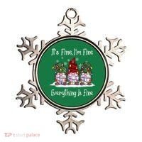 Its Fine I'm Fine Everything Is Fine Gnome Christmas Lights Long Sleeve Ornament thumb 0