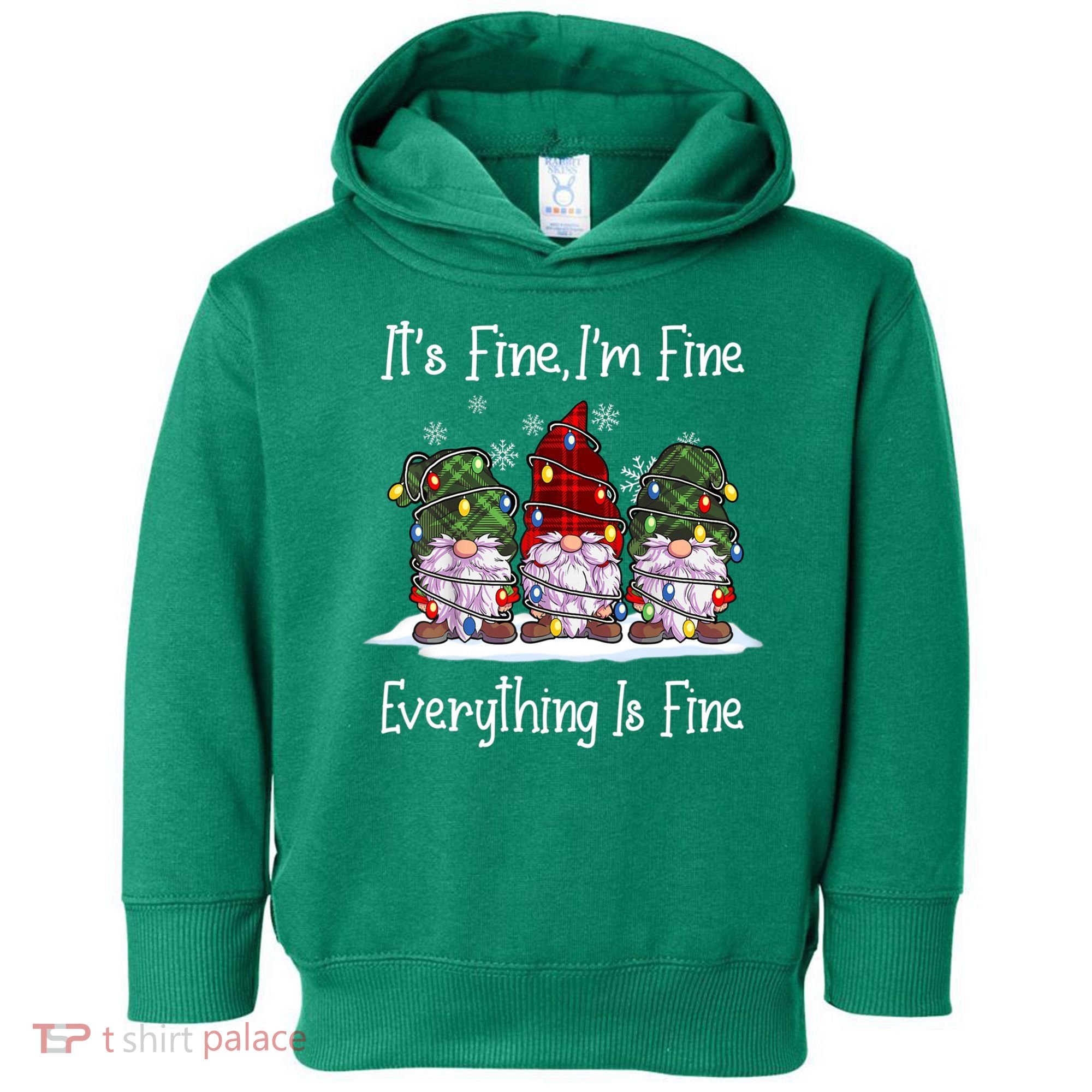 Its Fine I'm Fine Everything Is Fine Gnome Christmas Lights Long Sleeve Toddler Hoodie
