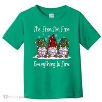 Its Fine I'm Fine Everything Is Fine Gnome Christmas Lights Long Sleeve Toddler T-Shirt thumb 0
