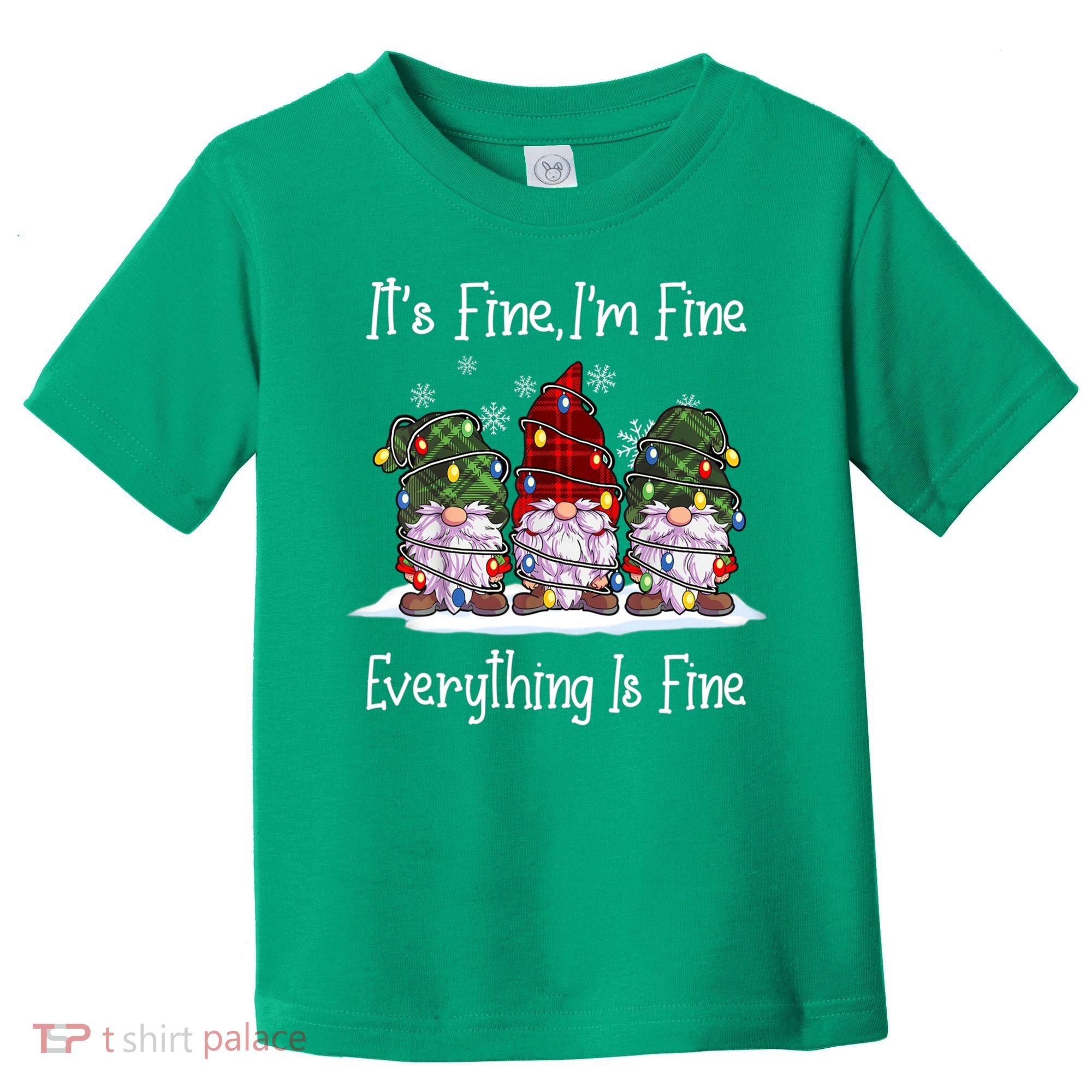 Its Fine I'm Fine Everything Is Fine Gnome Christmas Lights Long Sleeve Toddler T-Shirt