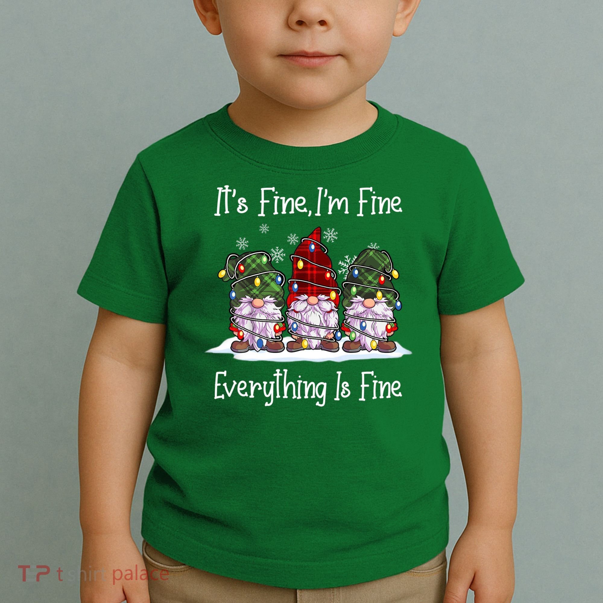 Its Fine I'm Fine Everything Is Fine Gnome Christmas Lights Long Sleeve Toddler T-Shirt