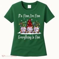 Its Fine I'm Fine Everything Is Fine Gnome Christmas Lights Long Sleeve Women's T-Shirt thumb 0