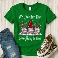 Its Fine I'm Fine Everything Is Fine Gnome Christmas Lights Long Sleeve Women's T-Shirt thumb 3