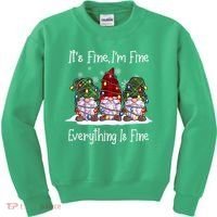 Its Fine I'm Fine Everything Is Fine Gnome Christmas Lights Long Sleeve Kids Sweatshirt thumb 0