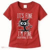 It's Fine I'm Fine Everything Is Fine Funny Black Cat Women's T-Shirt thumb 0