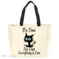 It's Fine I'm Fine Everything Is Fine Cat It's Fine I'm Fine Tote Bag thumb 0