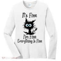 It's Fine I'm Fine Everything Is Fine Cat It's Fine I'm Fine Women's Long Sleeve Shirt thumb 0