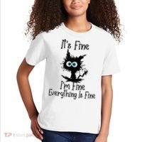 It's Fine I'm Fine Everything Is Fine Cat It's Fine I'm Fine Kids T-Shirt thumb 2