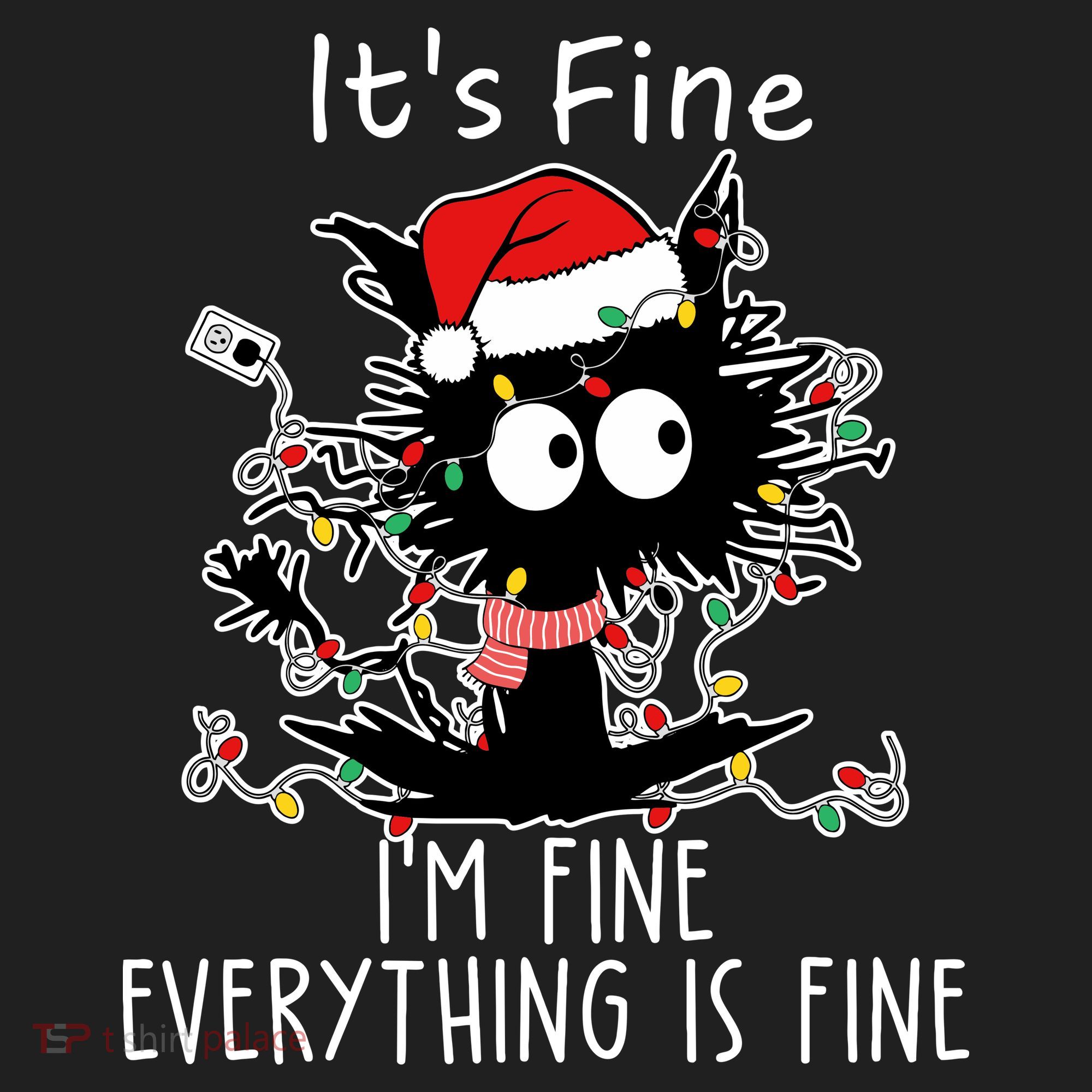 Its Fine Im Fine Everything Is Fine Cat Tangled In Christmas Lights Women's Sweatshirt