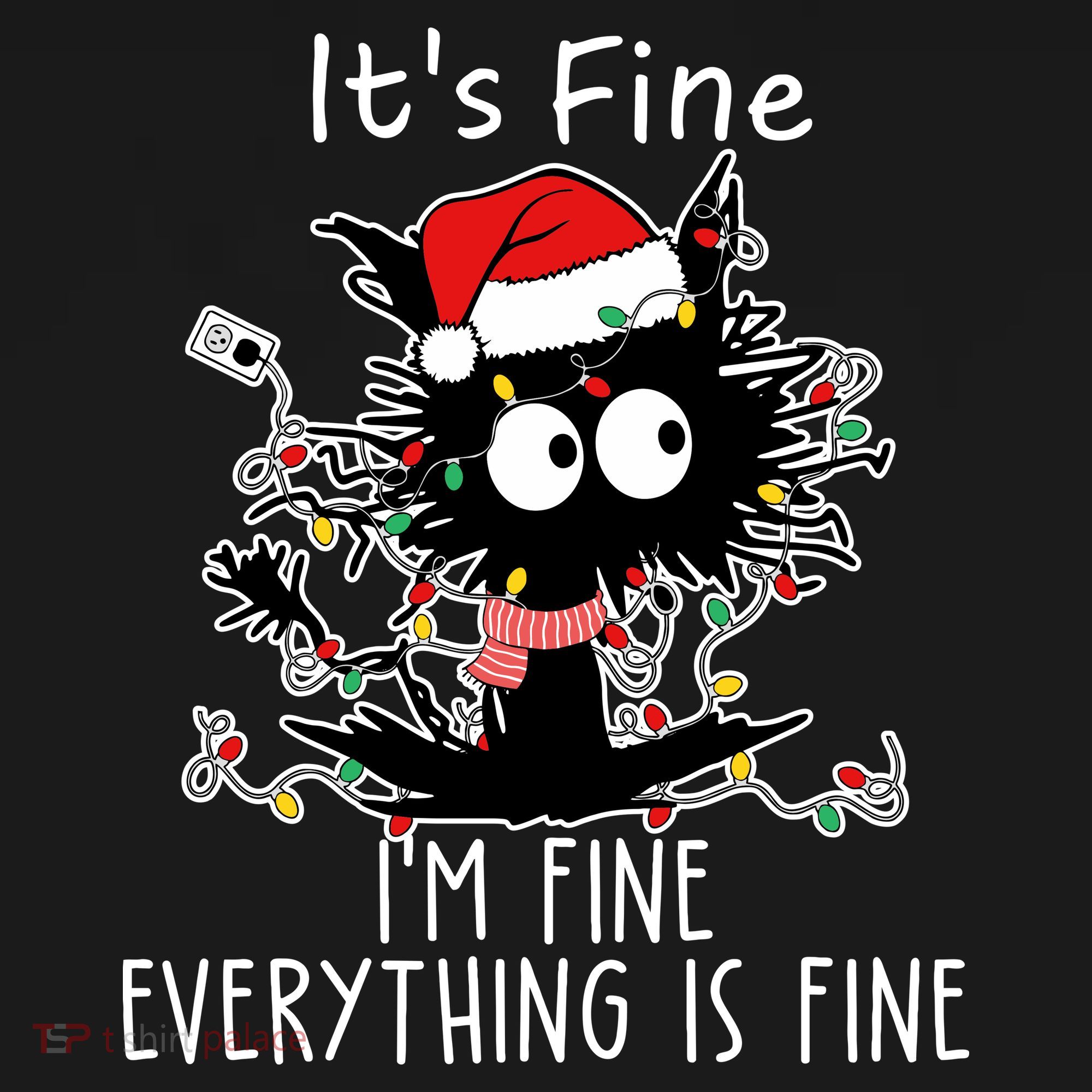 Its Fine Im Fine Everything Is Fine Cat Tangled In Christmas Lights Backpack