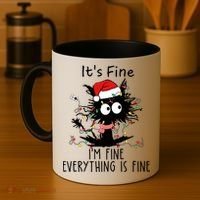 Its Fine Im Fine Everything Is Fine Cat Tangled In Christmas Lights Coffee Mug thumb 4