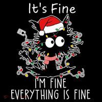 Its Fine Im Fine Everything Is Fine Cat Tangled In Christmas Lights Women's Hoodie thumb 2