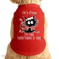 Its Fine Im Fine Everything Is Fine Cat Tangled In Christmas Lights Doggie Tank thumb 0