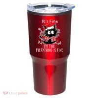 Its Fine Im Fine Everything Is Fine Cat Tangled In Christmas Lights Tumbler thumb 0