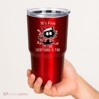 Its Fine Im Fine Everything Is Fine Cat Tangled In Christmas Lights Tumbler thumb 2