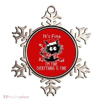 Its Fine Im Fine Everything Is Fine Cat Tangled In Christmas Lights Ornament