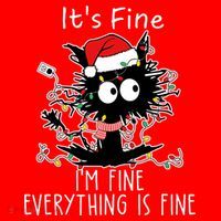 Its Fine Im Fine Everything Is Fine Cat Tangled In Christmas Lights Women's Tank Top thumb 5