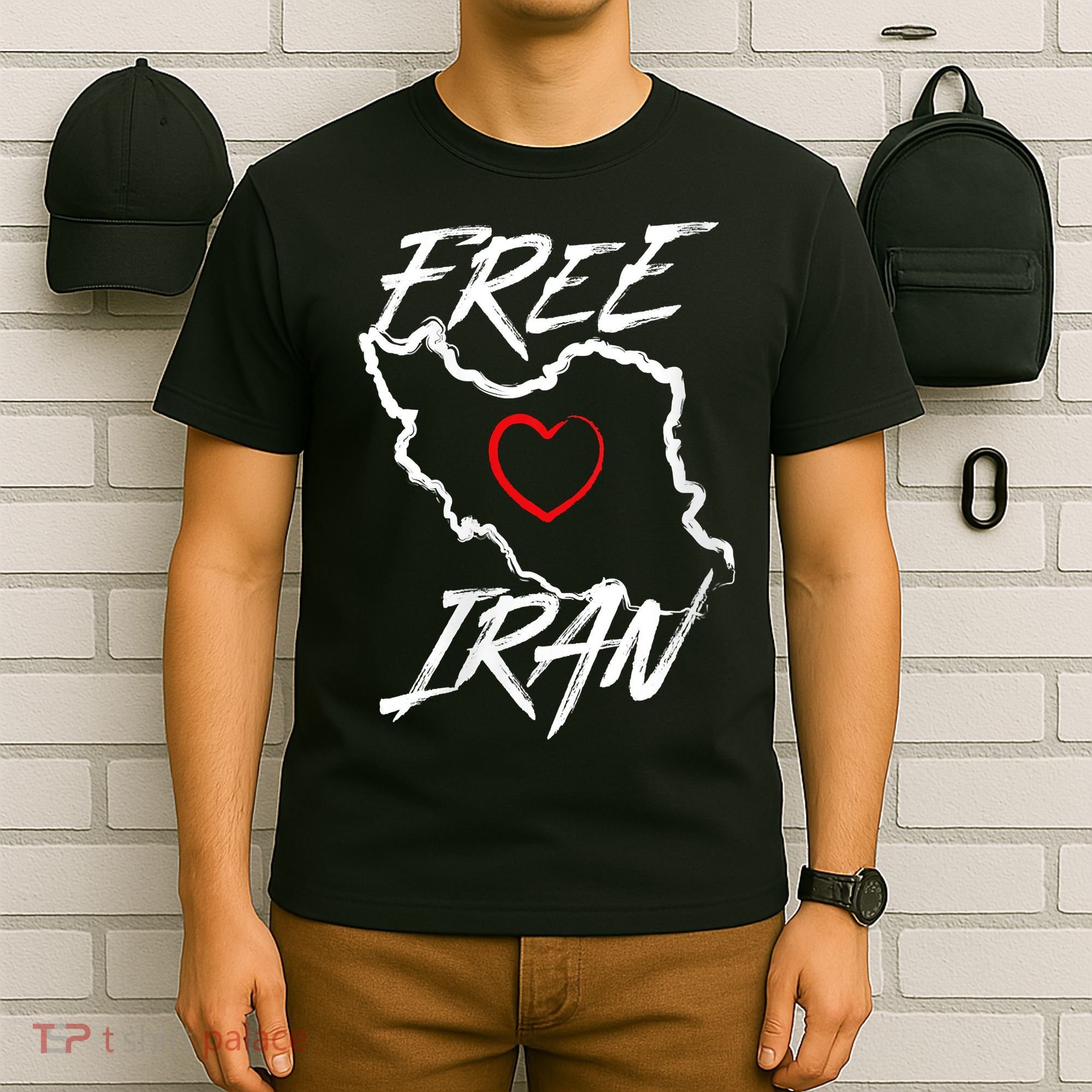 Iran Free Iran Symbol Heart Map Freedom Heart Love T-Shirt