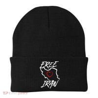 Iran Free Iran Symbol Heart Map Freedom Heart Love Beanie thumb 0