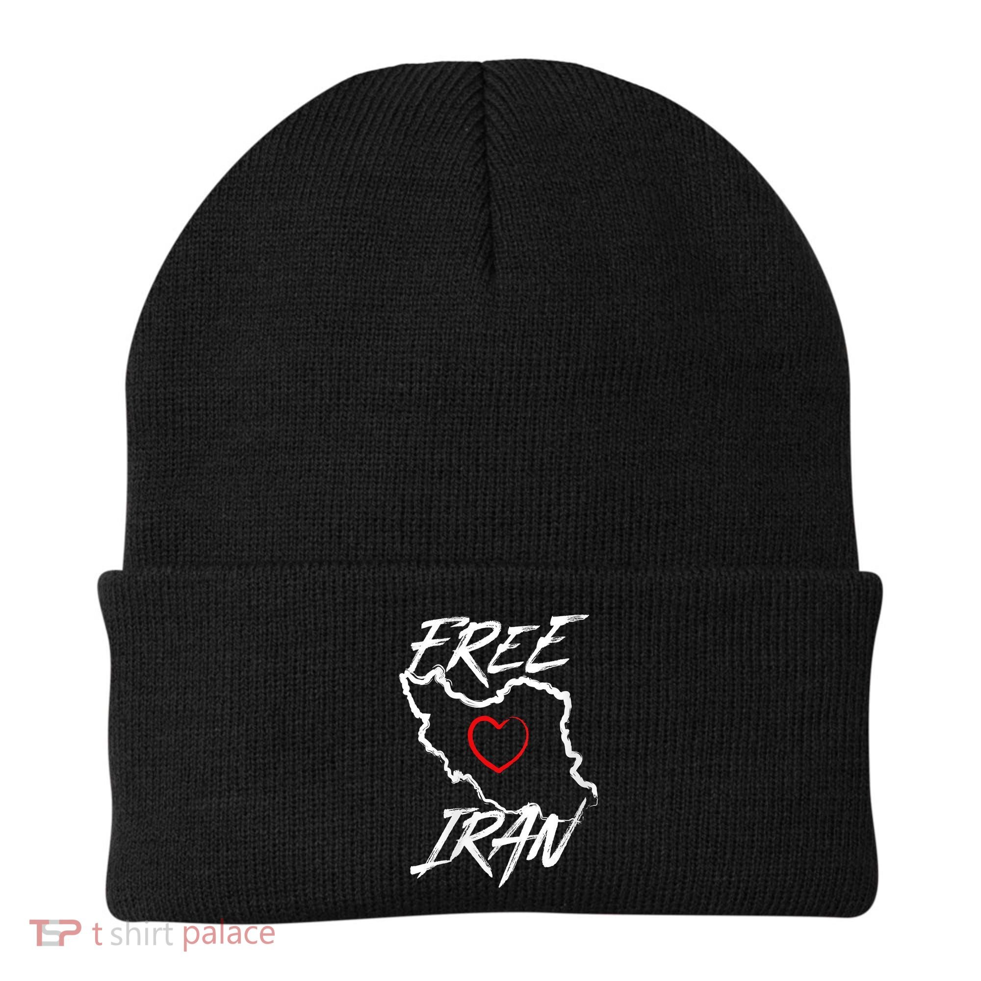 Iran Free Iran Symbol Heart Map Freedom Heart Love Beanie