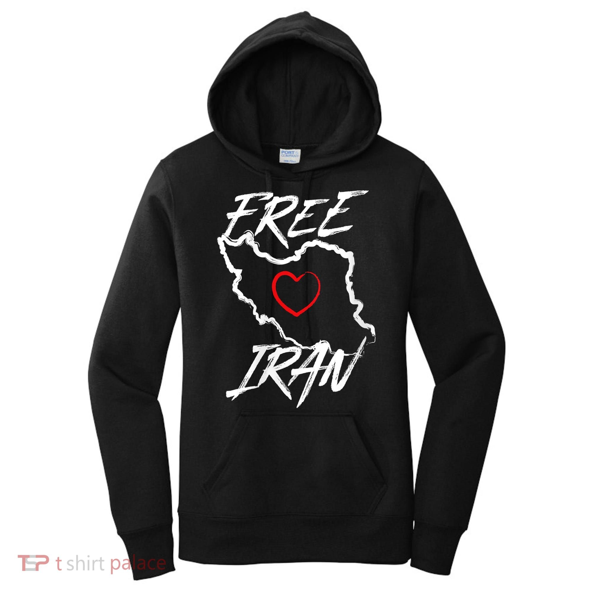 Iran Free Iran Symbol Heart Map Freedom Heart Love Women's Hoodie