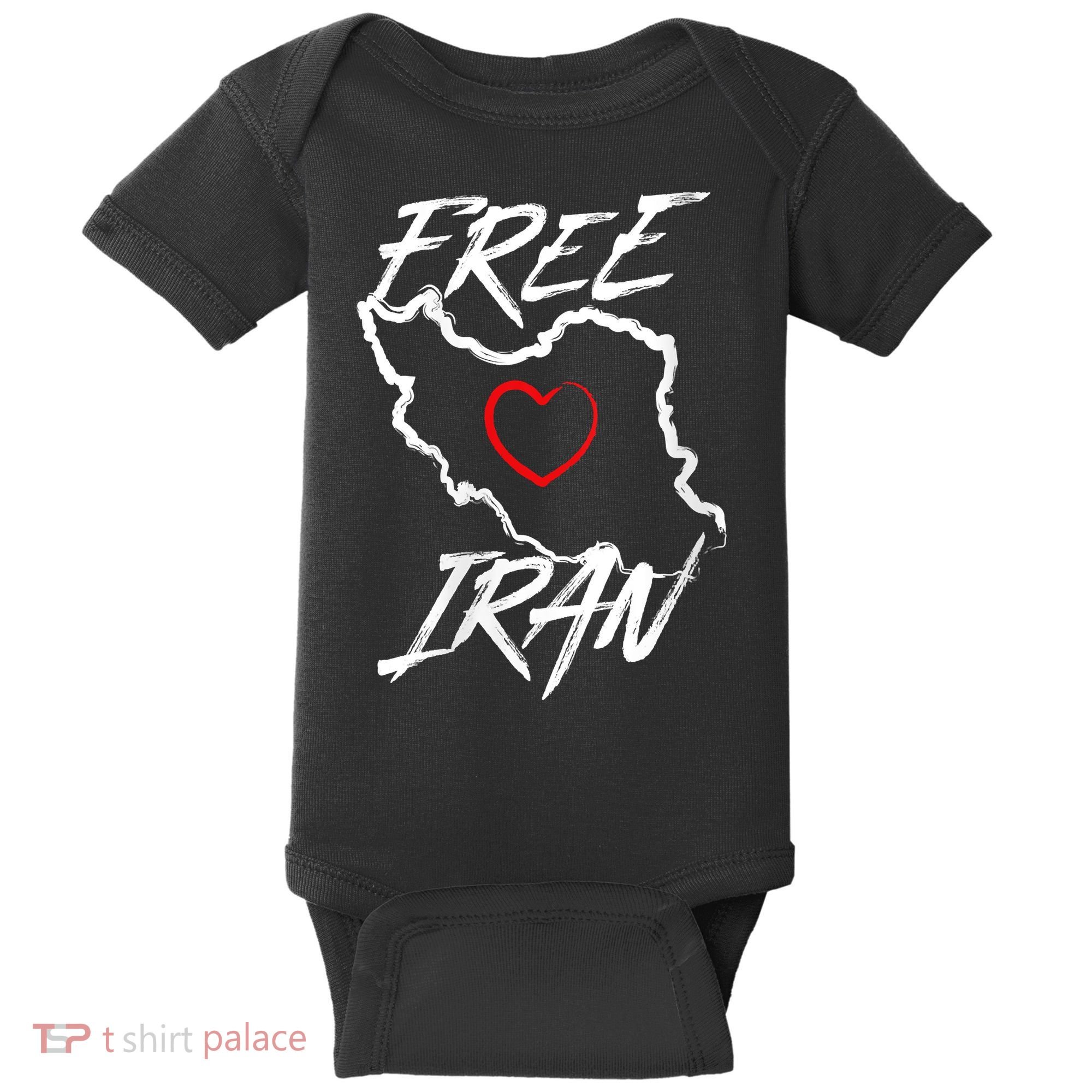 Iran Free Iran Symbol Heart Map Freedom Heart Love Baby Bodysuit