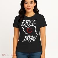 Iran Free Iran Symbol Heart Map Freedom Heart Love Women's T-Shirt thumb 4