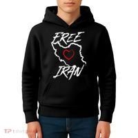 Iran Free Iran Symbol Heart Map Freedom Heart Love Kids Hoodie thumb 4
